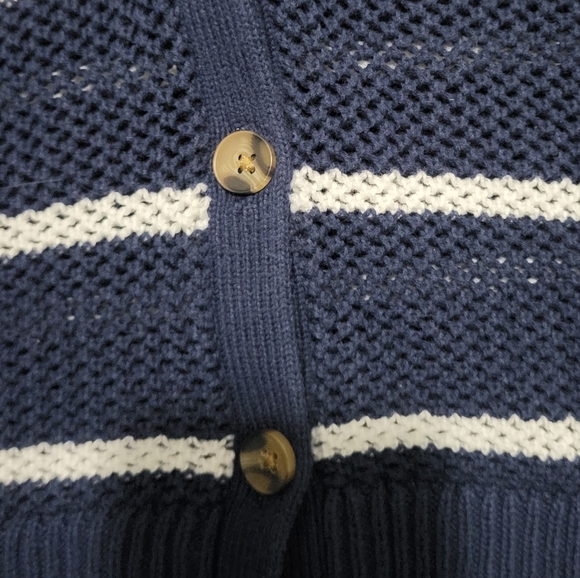 OLD NAVY Blue and White Striped Button-Up Knit Sweater. Size Small - Picture 4 of 8